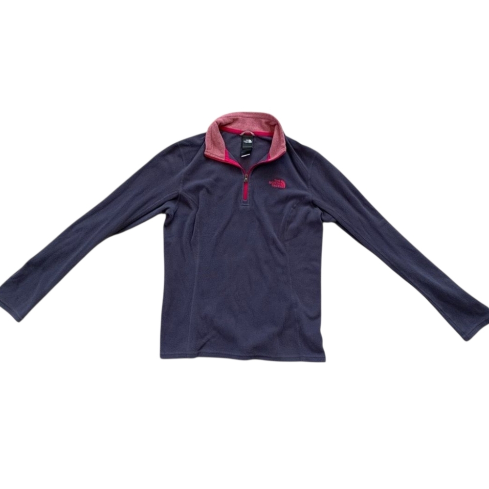 North Face Pullover Quarter Zip Fleece Collared Embroidered Warm Cozy Purple